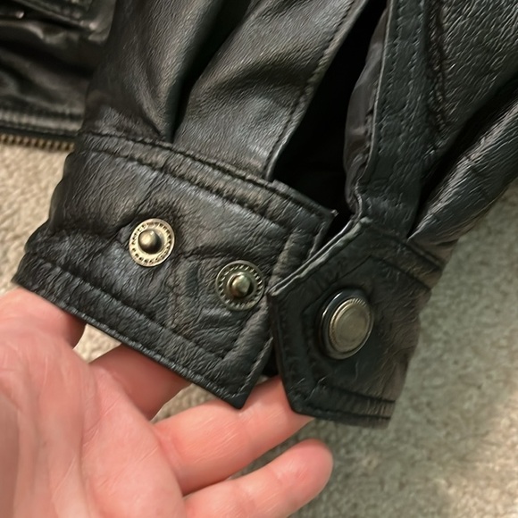 Members Only Leather Coat Long Black Mens Medium Vintage 90s - Picture 8 of 13